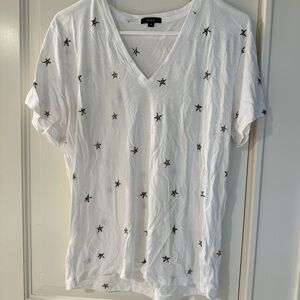 Rails White Short Sleeve Tee with Star Embroidery